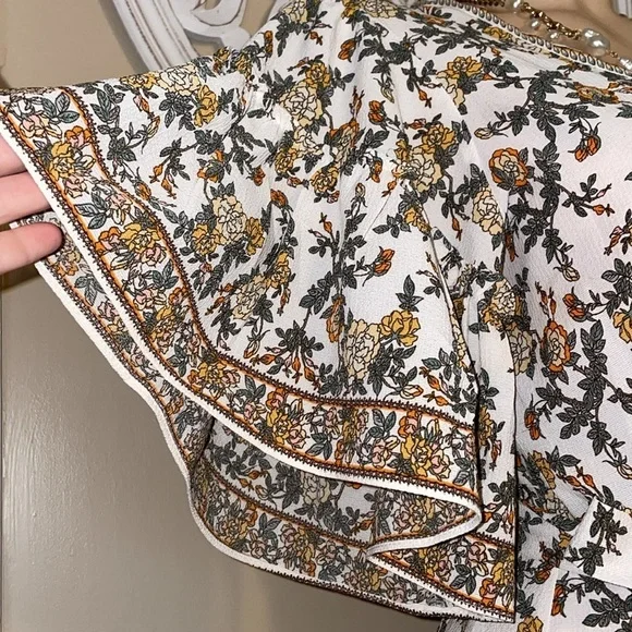 Max studio women’s large 12 14 dress wrap mini white yellow green floral pattern - Picture 4 of 10